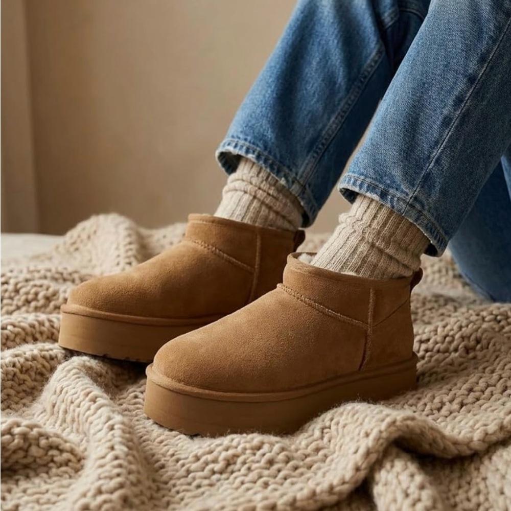 Cushionaire Women's Tan platform Suede Ankle Boots